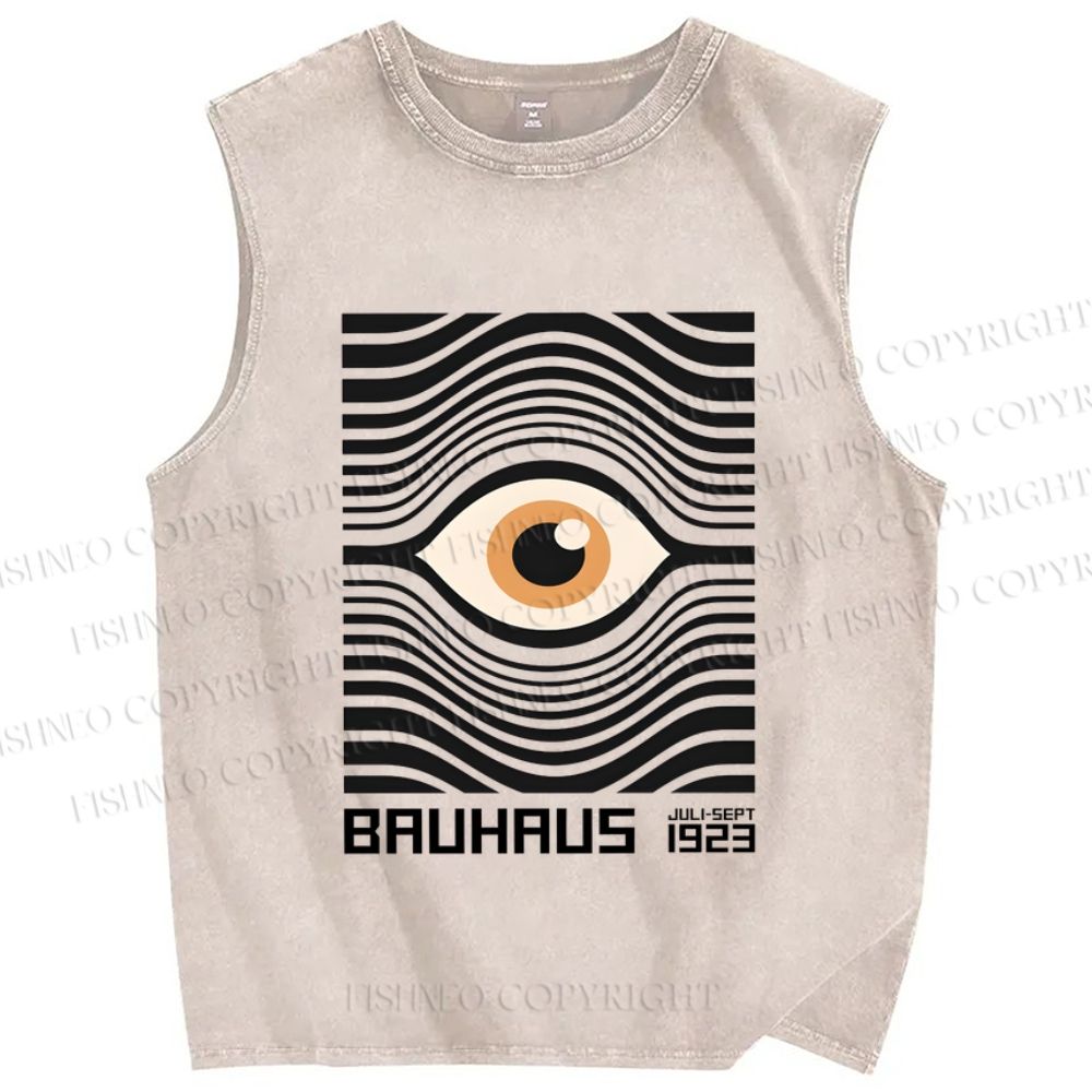 Unisex Geometric Eyes Printed Washed Tank Top