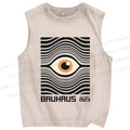 Unisex Geometric Eyes Printed Washed Tank Top
