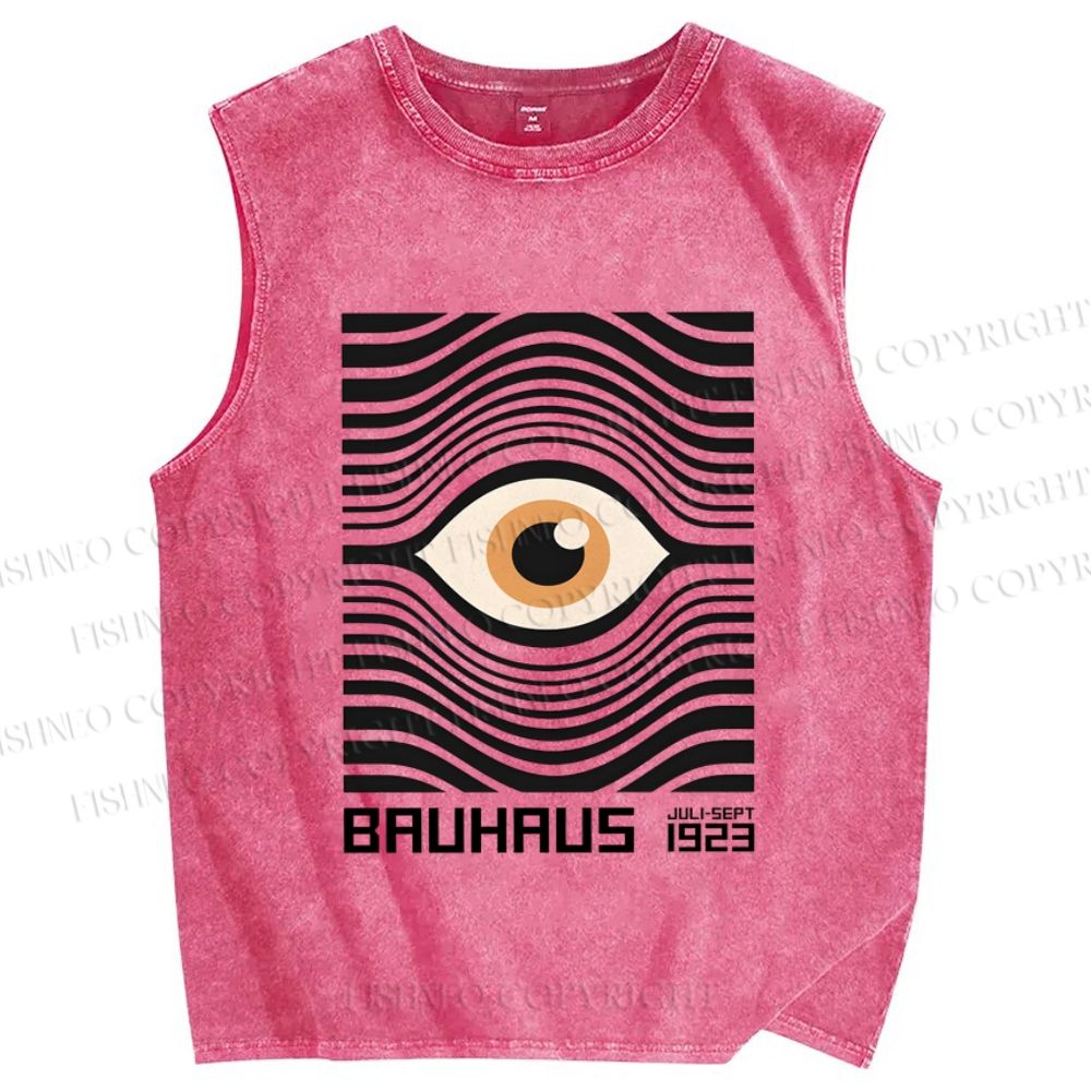 Unisex Geometric Eyes Printed Washed Tank Top