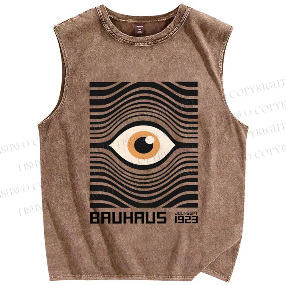 Unisex Geometric Eyes Printed Washed Tank Top