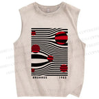 Unisex Geometric Polka Dots Printed Washed Tank Top