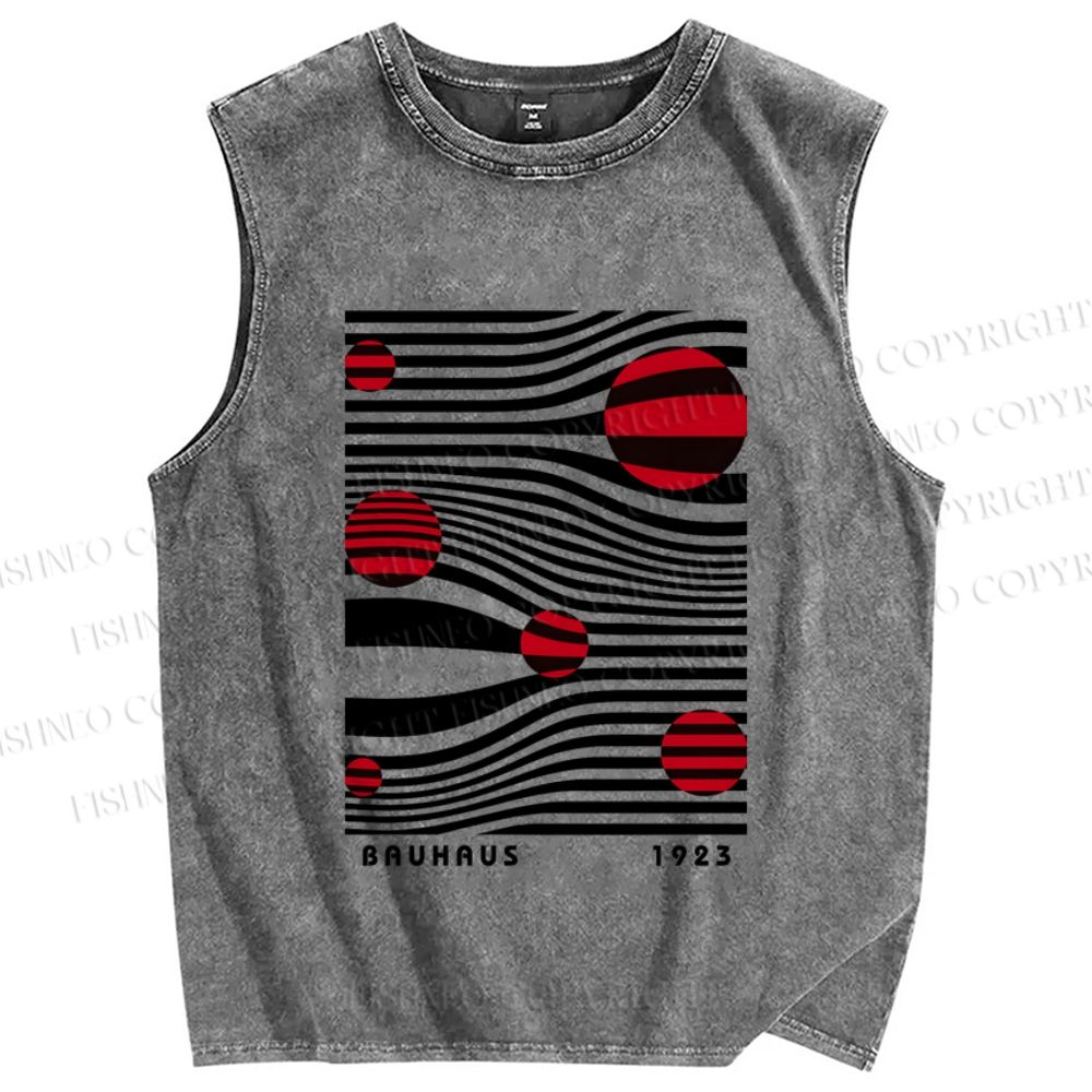 Unisex Geometric Polka Dots Printed Washed Tank Top