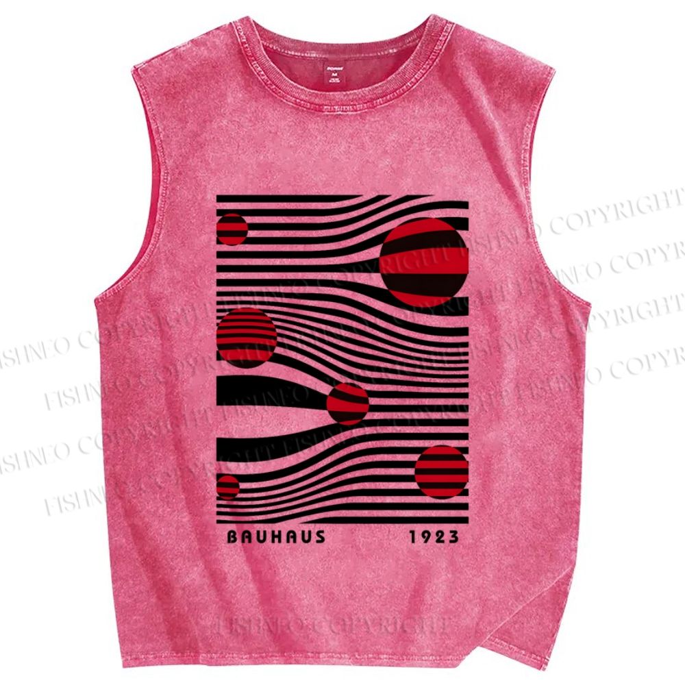 Unisex Geometric Polka Dots Printed Washed Tank Top