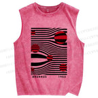 Unisex Geometric Polka Dots Printed Washed Tank Top