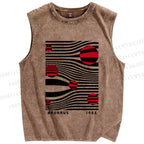 Unisex Geometric Polka Dots Printed Washed Tank Top