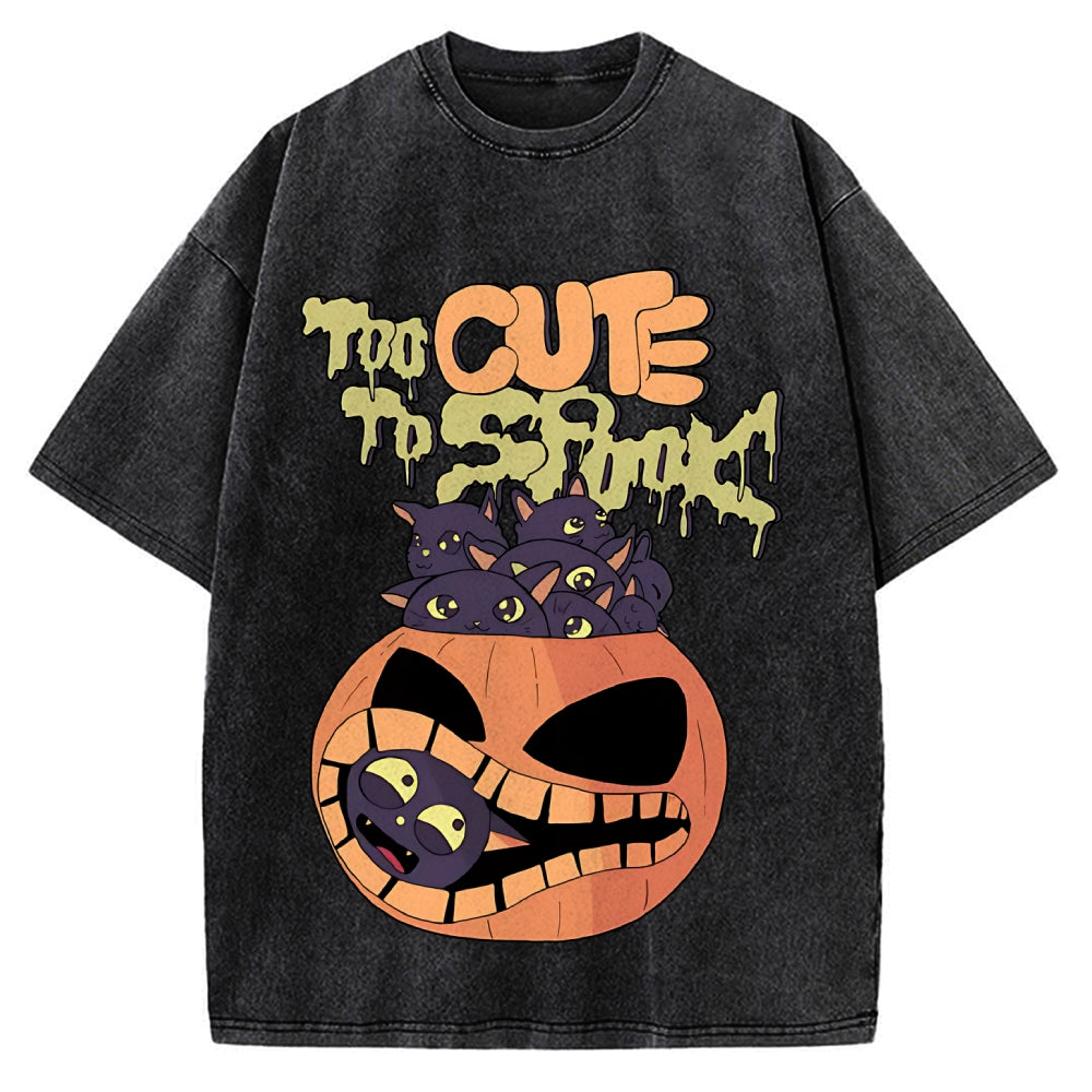 Cute Pumpkin Cat Vintage Washed T-shirt