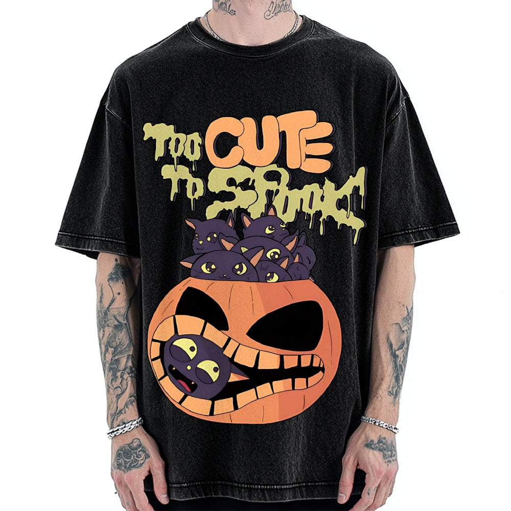 Cute Pumpkin Cat Vintage Washed T-shirt