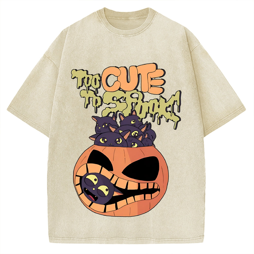 Cute Pumpkin Cat Vintage Washed T-shirt
