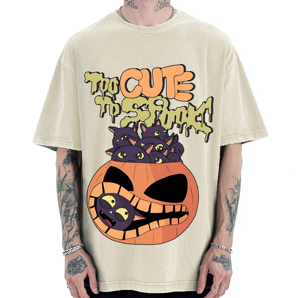 Cute Pumpkin Cat Vintage Washed T-shirt
