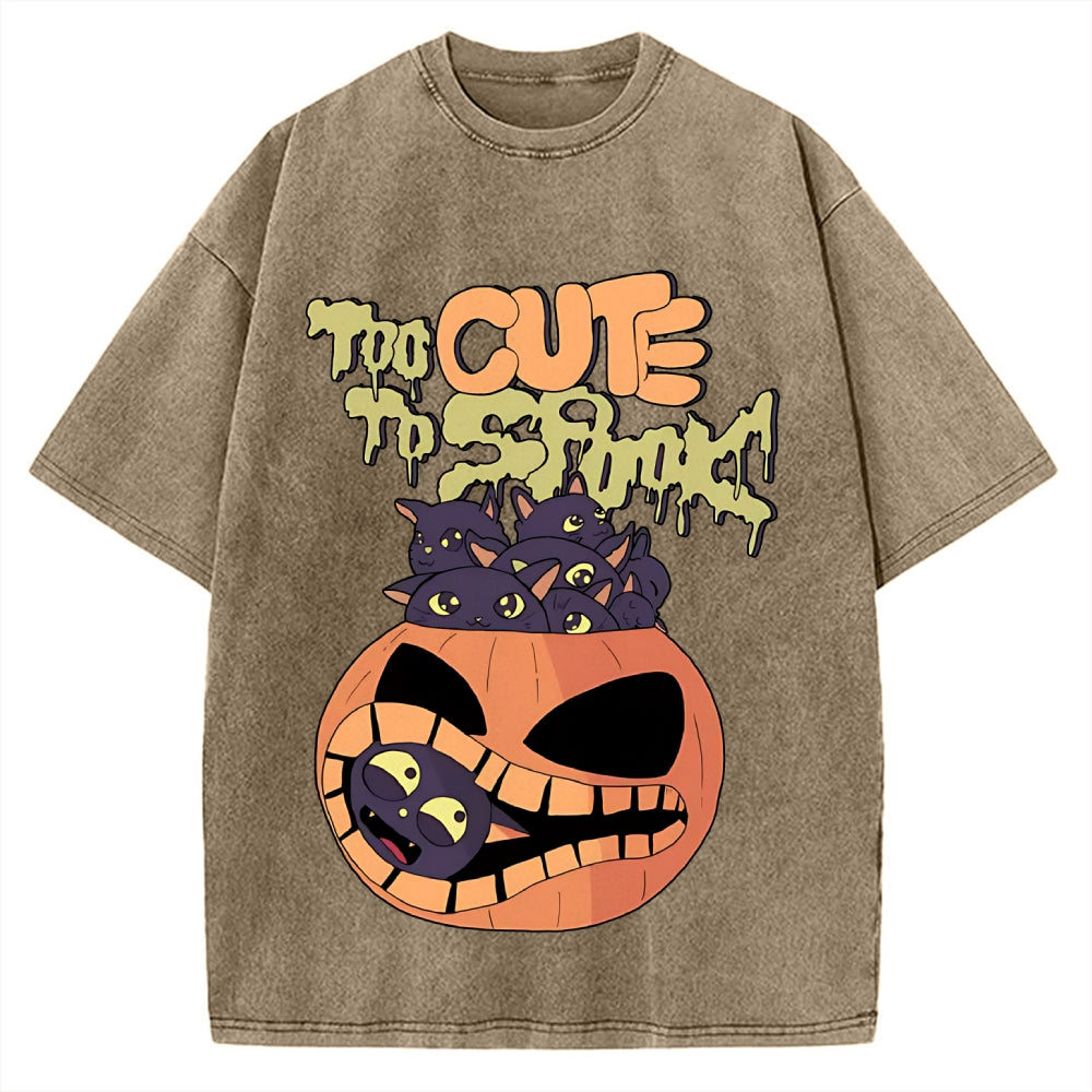Cute Pumpkin Cat Vintage Washed T-shirt