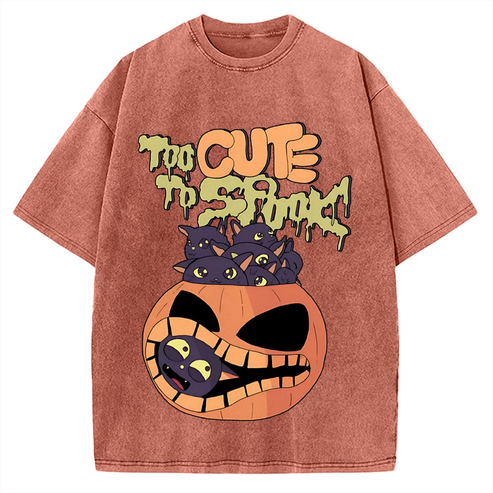 Cute Pumpkin Cat Vintage Washed T-shirt