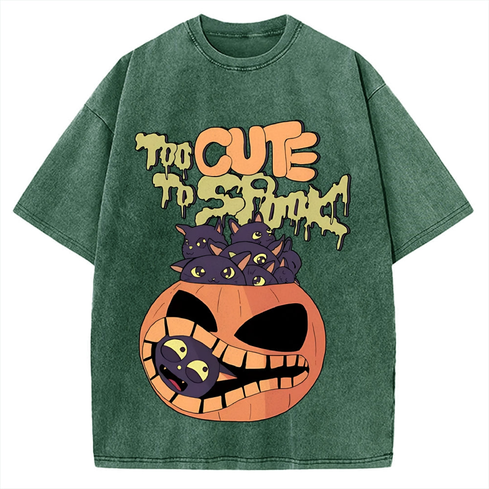 Cute Pumpkin Cat Vintage Washed T-shirt