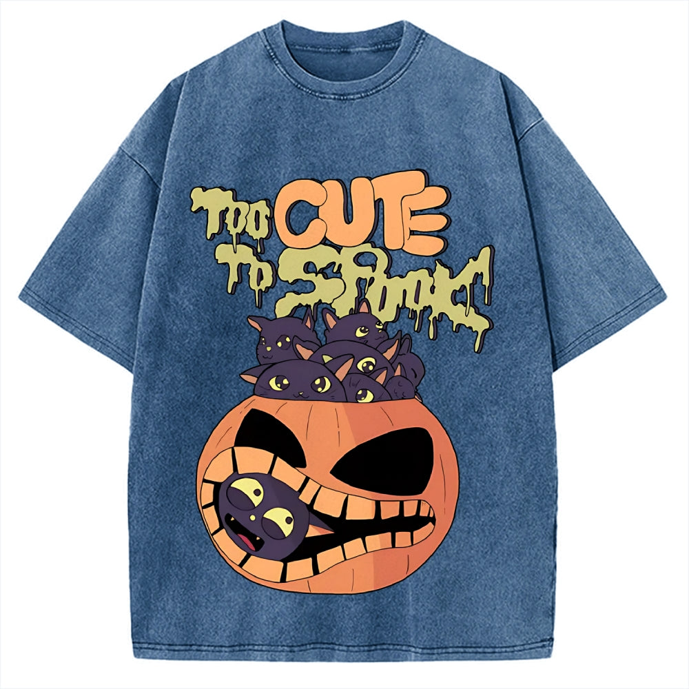 Cute Pumpkin Cat Vintage Washed T-shirt