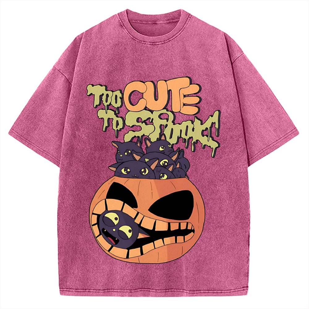 Cute Pumpkin Cat Vintage Washed T-shirt