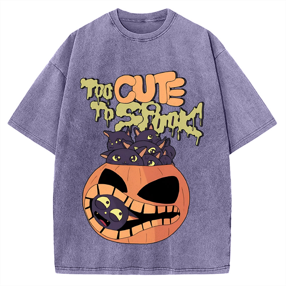 Cute Pumpkin Cat Vintage Washed T-shirt