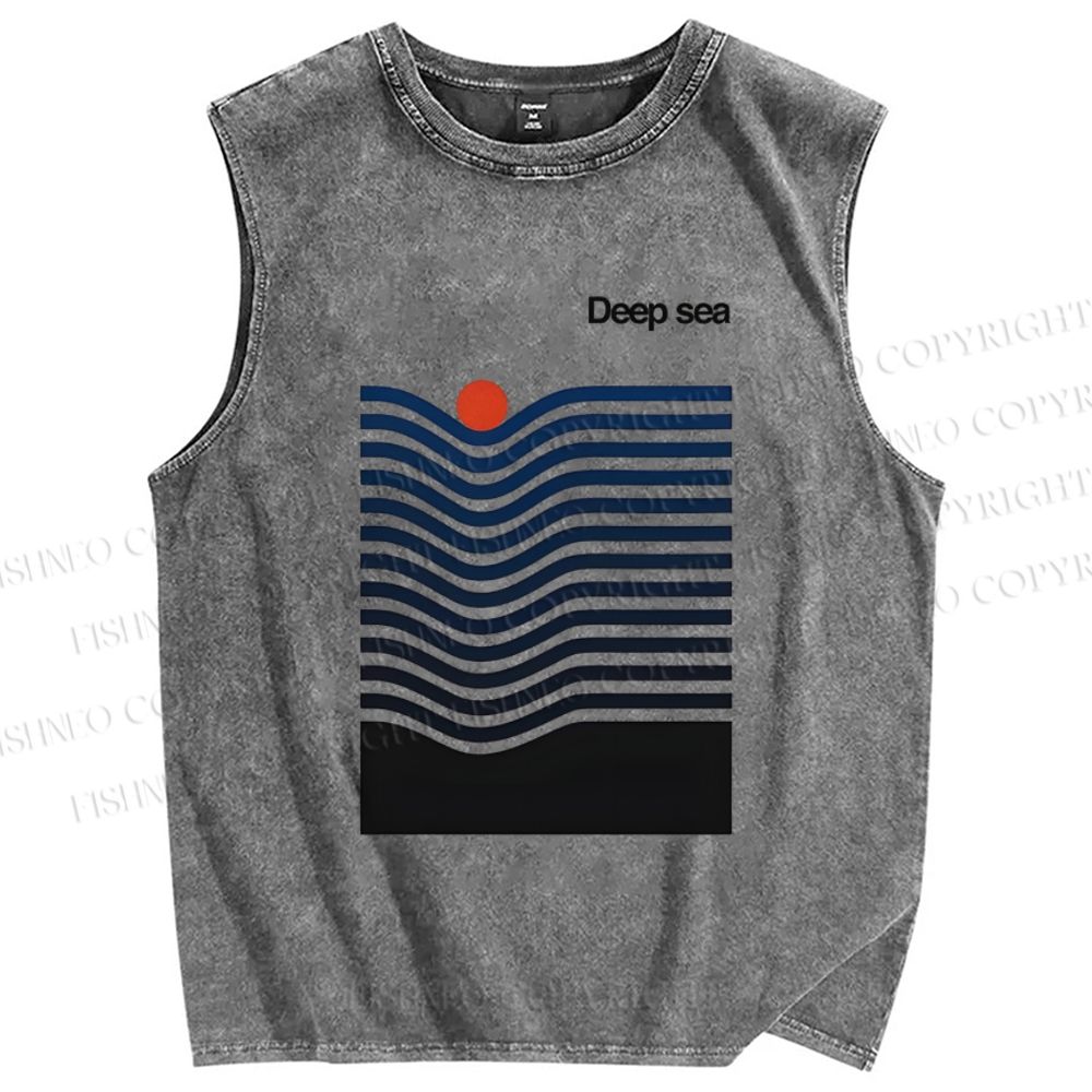 Unisex Deep Sea Printed Washed Tank Top