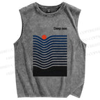 Unisex Deep Sea Printed Washed Tank Top