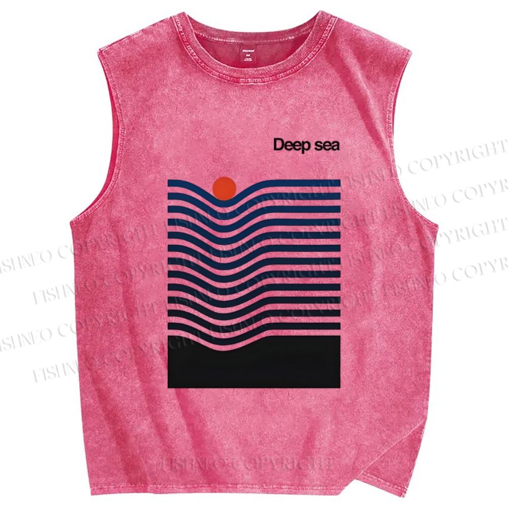 Unisex Deep Sea Printed Washed Tank Top