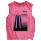Unisex Deep Sea Printed Washed Tank Top