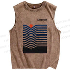 Unisex Deep Sea Printed Washed Tank Top