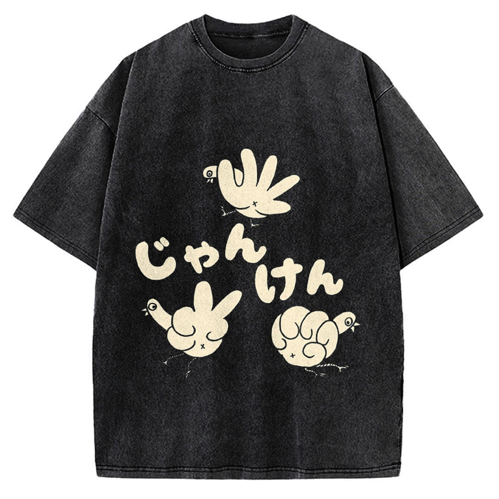Rock, Paper, Scissors Funny Chickens Vintage Washed T-shirt
