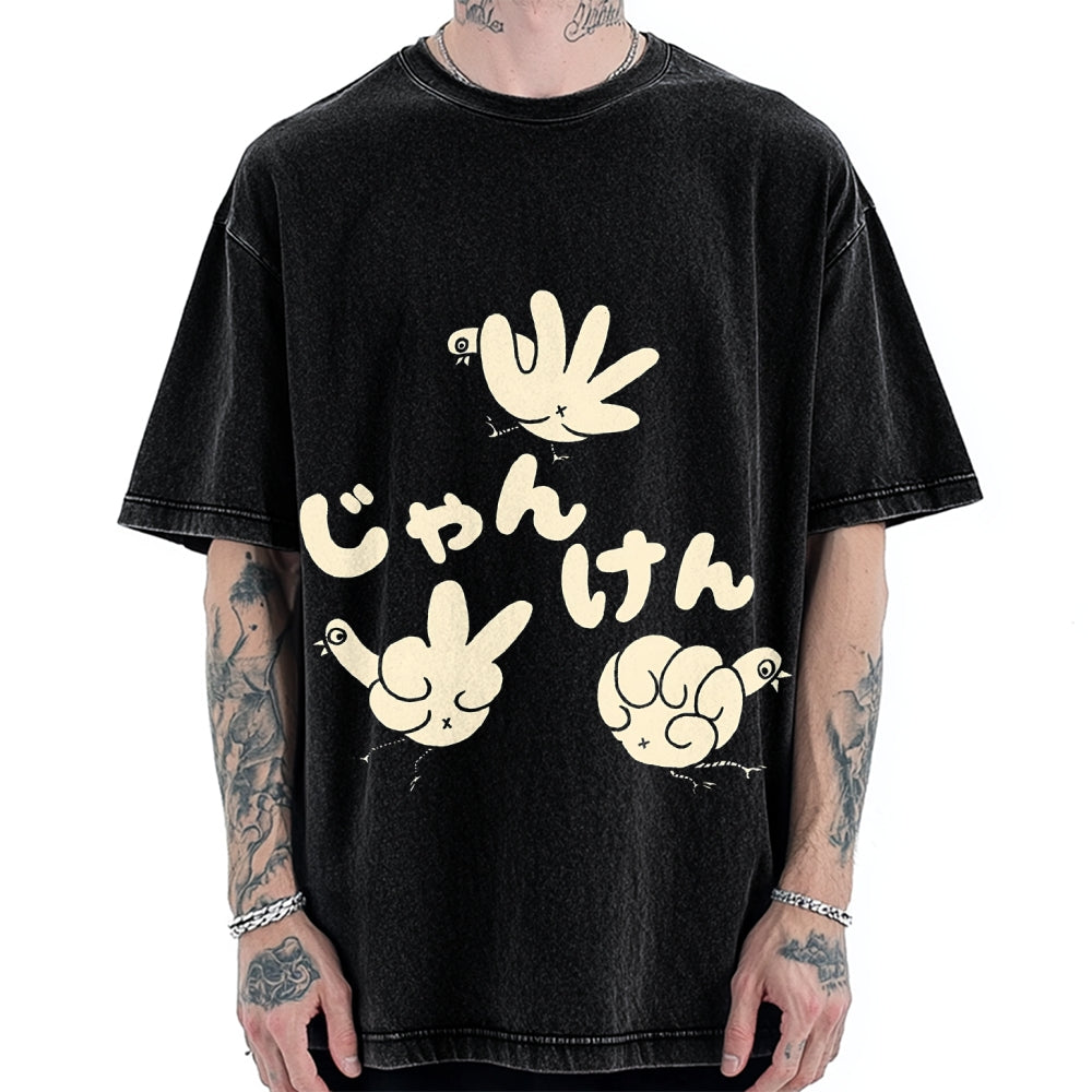 Rock, Paper, Scissors Funny Chickens Vintage Washed T-shirt