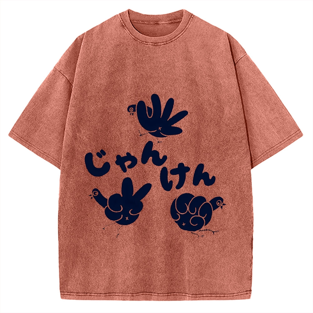 Rock, Paper, Scissors Funny Chickens Vintage Washed T-shirt