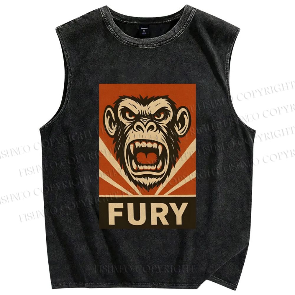 Unisex Fury Monkey Printed Washed Tank Top