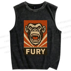 Unisex Fury Monkey Printed Washed Tank Top