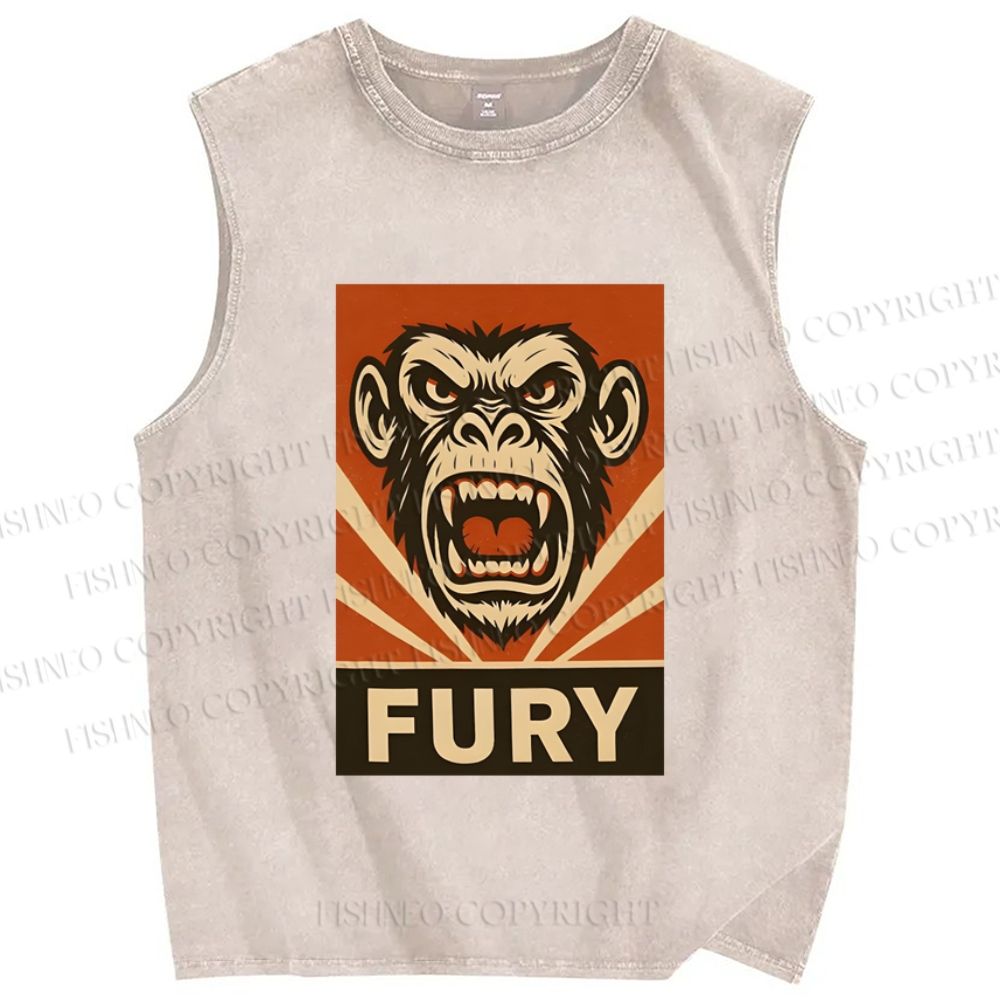 Unisex Fury Monkey Printed Washed Tank Top