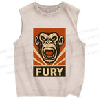 Unisex Fury Monkey Printed Washed Tank Top