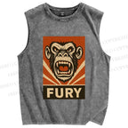 Unisex Fury Monkey Printed Washed Tank Top