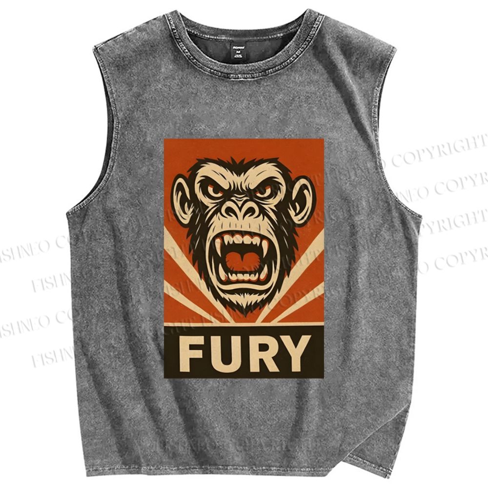 Unisex Fury Monkey Printed Washed Tank Top