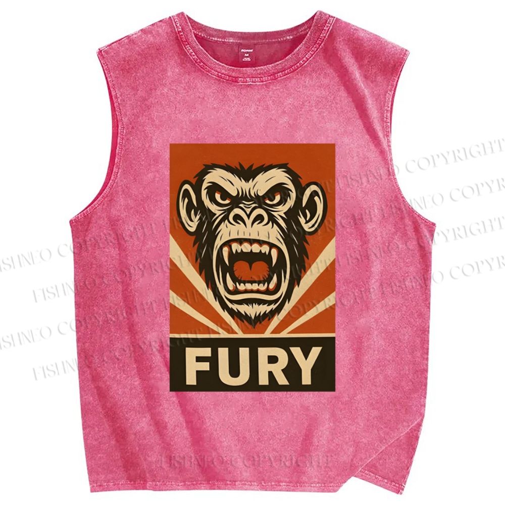 Unisex Fury Monkey Printed Washed Tank Top