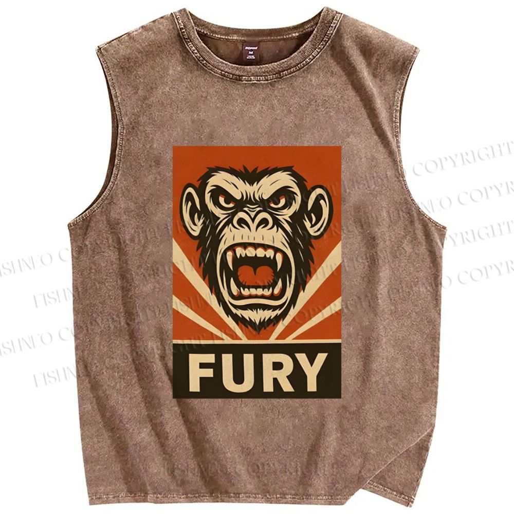 Unisex Fury Monkey Printed Washed Tank Top