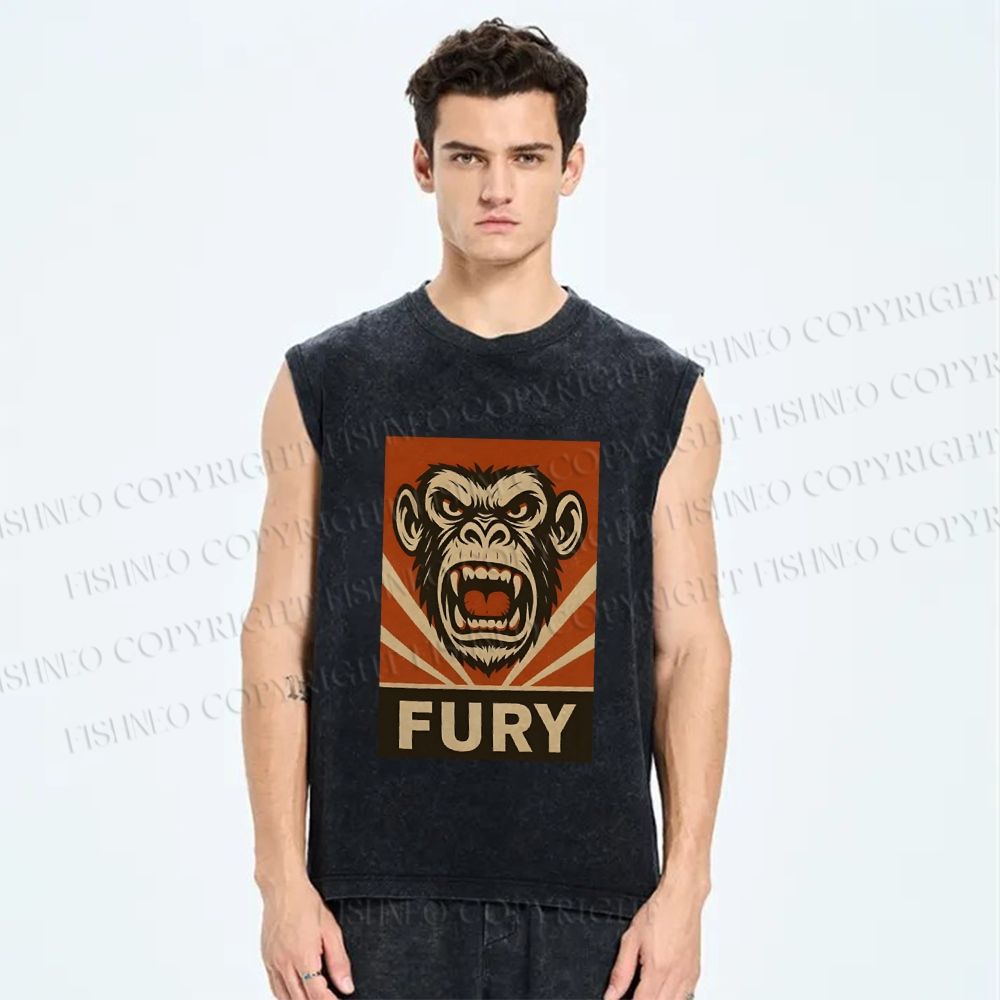 Unisex Fury Monkey Printed Washed Tank Top