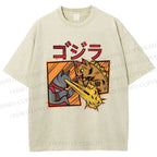 Unisex Angry Cat Printed Washed Tee