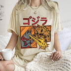 Unisex Angry Cat Printed Washed Tee