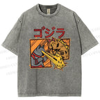 Unisex Angry Cat Printed Washed Tee