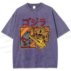 Unisex Angry Cat Printed Washed Tee