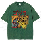 Unisex Angry Cat Printed Washed Tee