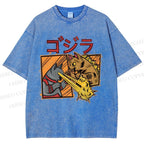 Unisex Angry Cat Printed Washed Tee