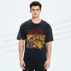 Unisex Angry Cat Printed Washed Tee