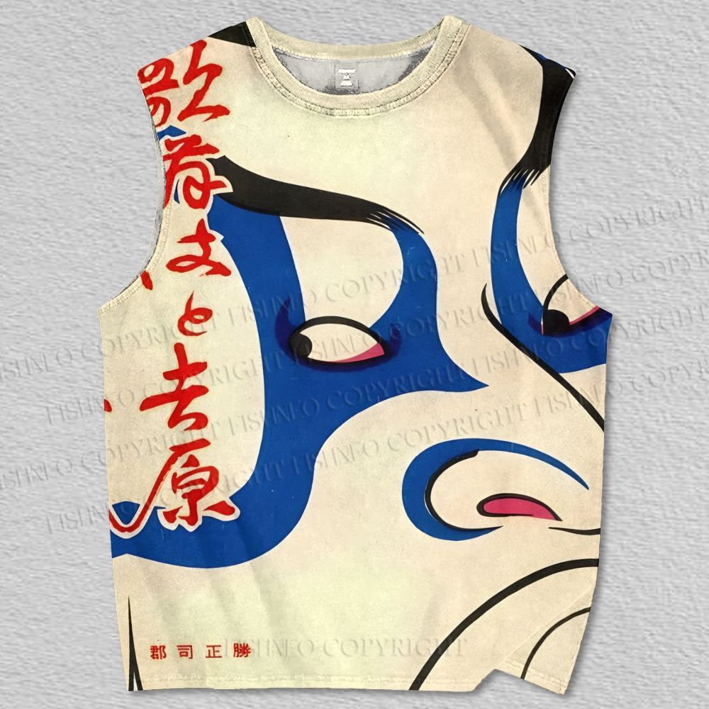 Unisex Vintage Japanese Mask Printed Tank Top