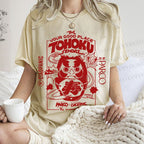 Unisex Japanese Art Graffiti Printed Washed Tee