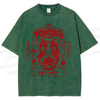 Unisex Japanese Art Graffiti Printed Washed Tee