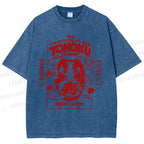 Unisex Japanese Art Graffiti Printed Washed Tee