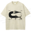 Unisex Vintage Only Dead Fish Swim With The Current Printed Washed Tee