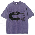 Unisex Vintage Only Dead Fish Swim With The Current Printed Washed Tee