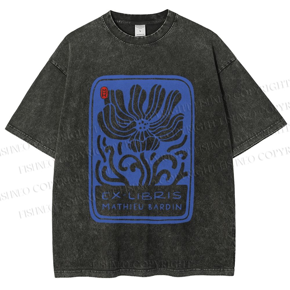 Unisex Vintage Flower Printed Washed Tee